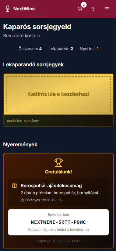 Digitális sorsjegy nyeremény